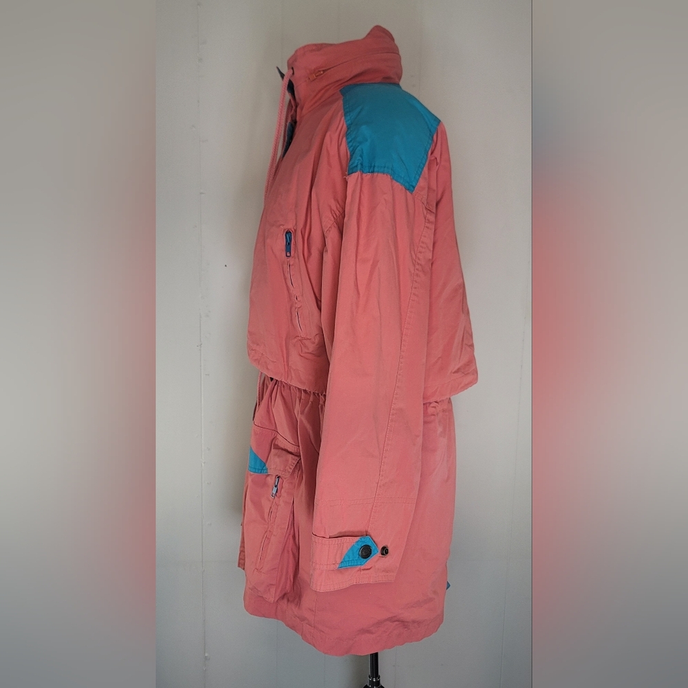 Vintage 80's JL Colebrook Coral Turquoise and Yellow Jacket Size Medium - Picture 5 of 11